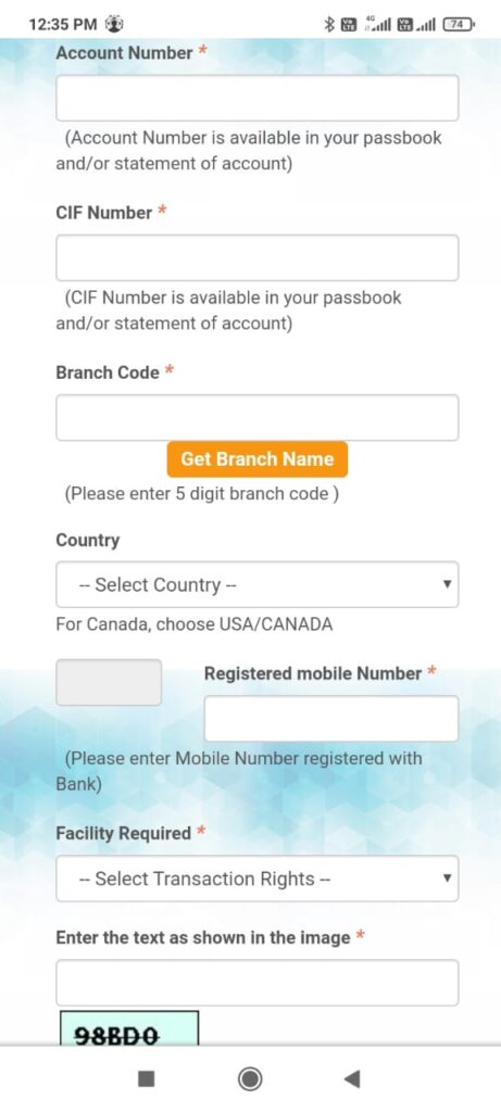 SBI netbanking procedure